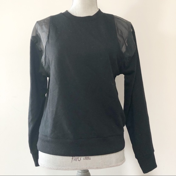 Cheap Monday sheer panel sleeve sweatshirt top black colour - Picture 2 of 7